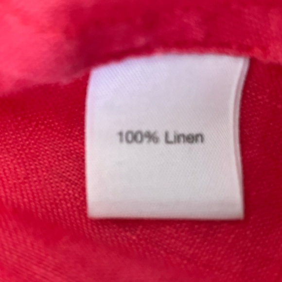 BLUE 100% Linen Saks Fifth Avenue Vintage Roll Tab Sleeve Button Down Blouse M - Picture 4 of 5